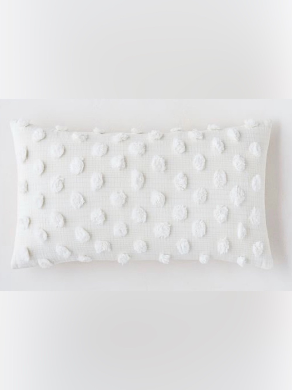 West Elm White Candlewick Pillow Cover 12x21 Stone NWT Rare